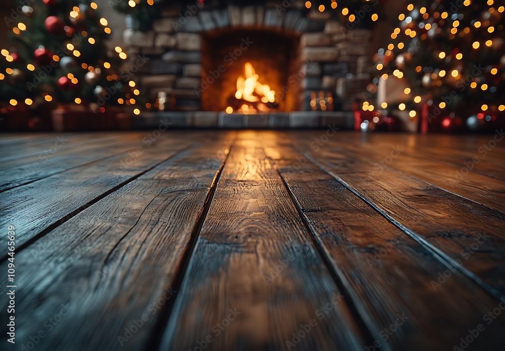 Wood Floor with Fireplace and Christmas Tree
Wood Floor with Fireplace and Christmas Tree