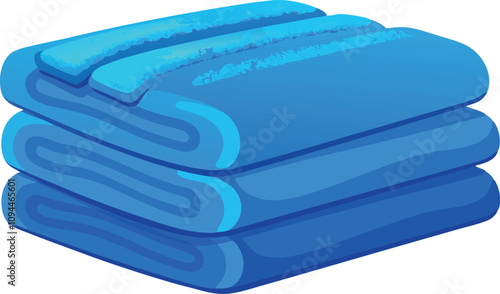 Stack of soft blue towels creating relaxing spa ambiance