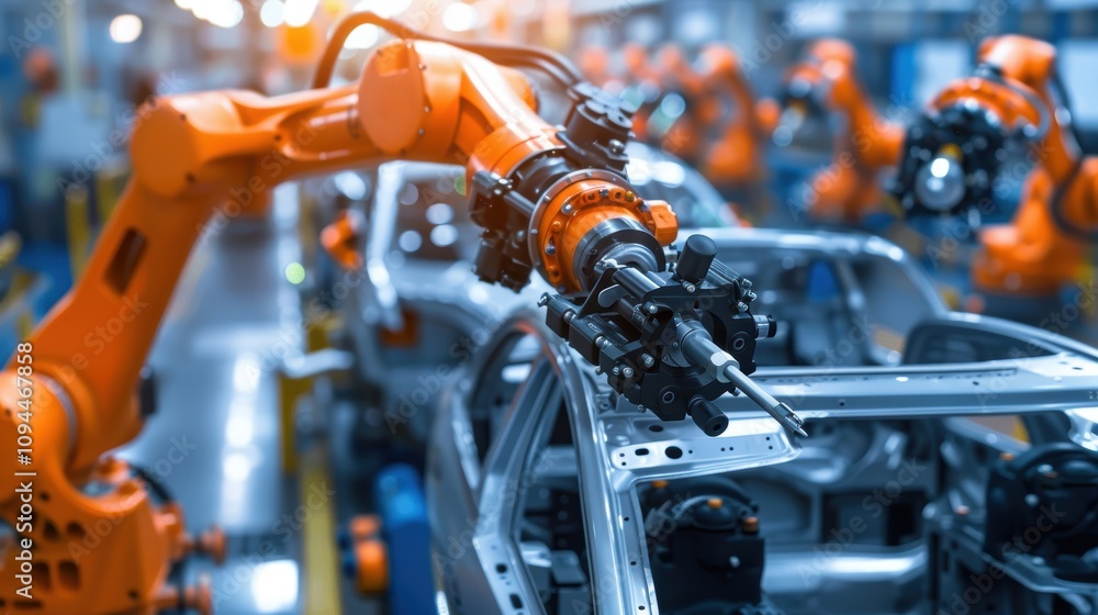 Innovative Robotic Arms Installing High-Performance Engine Components on Modern Assembly Line Innovative Robotic Arms Installing High-Performance Engine Components on Modern Assembly Line