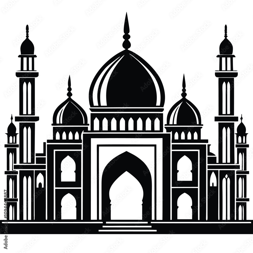 mosque line art silhouette vector art mosque line art silhouette vector art