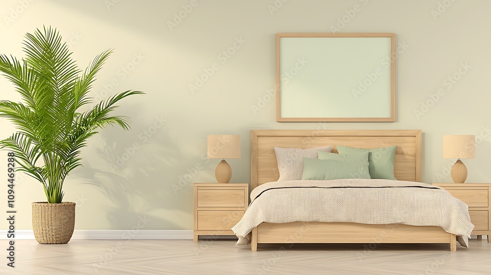 Cozy bedroom retreat with modern decor minimalist design indoor plants natural light Cozy bedroom retreat with modern decor minimalist design indoor plants natural light