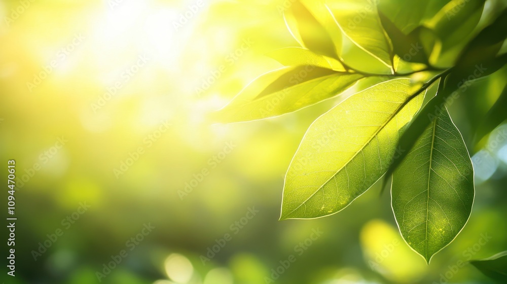 Sunlit green leaves with a soft glow, creating a serene and natural atmosphere. Sunlit green leaves with a soft glow, creating a serene and natural atmosphere.