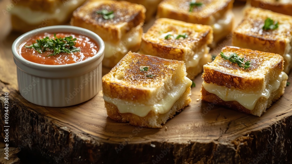 Bite-Sized Grilled Cheese Sliders with Tomato Soup Dip Bite-Sized Grilled Cheese Sliders with Tomato Soup Dip