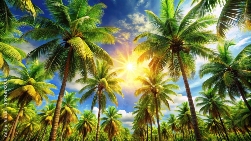 Vibrant 3D Coconut Tree Rendering for Bright Tropical Landscape Designs, Colorful Digital Art, Nature, Summer Vibes, Tropical Paradise, and Landscape Photography Ideas Vibrant 3D Coconut Tree Rendering for Bright Tropical Landscape Designs, Colorful Digital Art, Nature, Summer Vibes, Tropical Paradise, and Landscape Photography Ideas