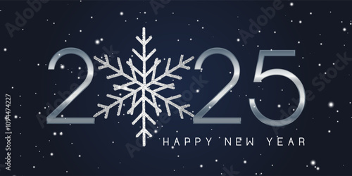 Silver and blue Happy New Year banner design