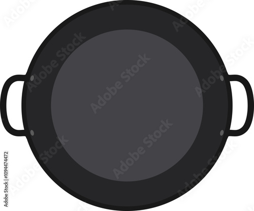 Cartoon iron pan illustration. Top view clipart,.