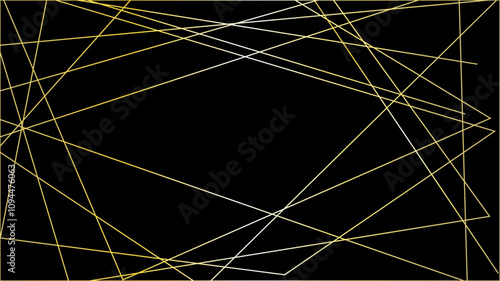 Random geometric line pattern on a black backdrop background. Random line low poly pattern. abstract seamless line vector. Random chaotic lines abstract geometric patterns of modern design.	
