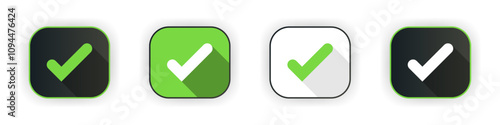 Accept icon set. Design for app icons. Red button. Button template. Vector illustration.