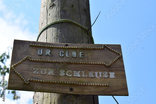 weatherd wooden sign photo