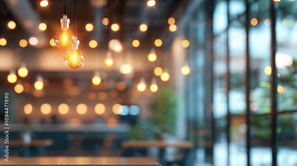 Fototapeta premium Warm Lighting in Modern Cafe Environment