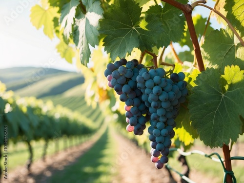 Wallpaper Mural Ripe grapes hang on a vine in a vineyard on a sunny day. Torontodigital.ca