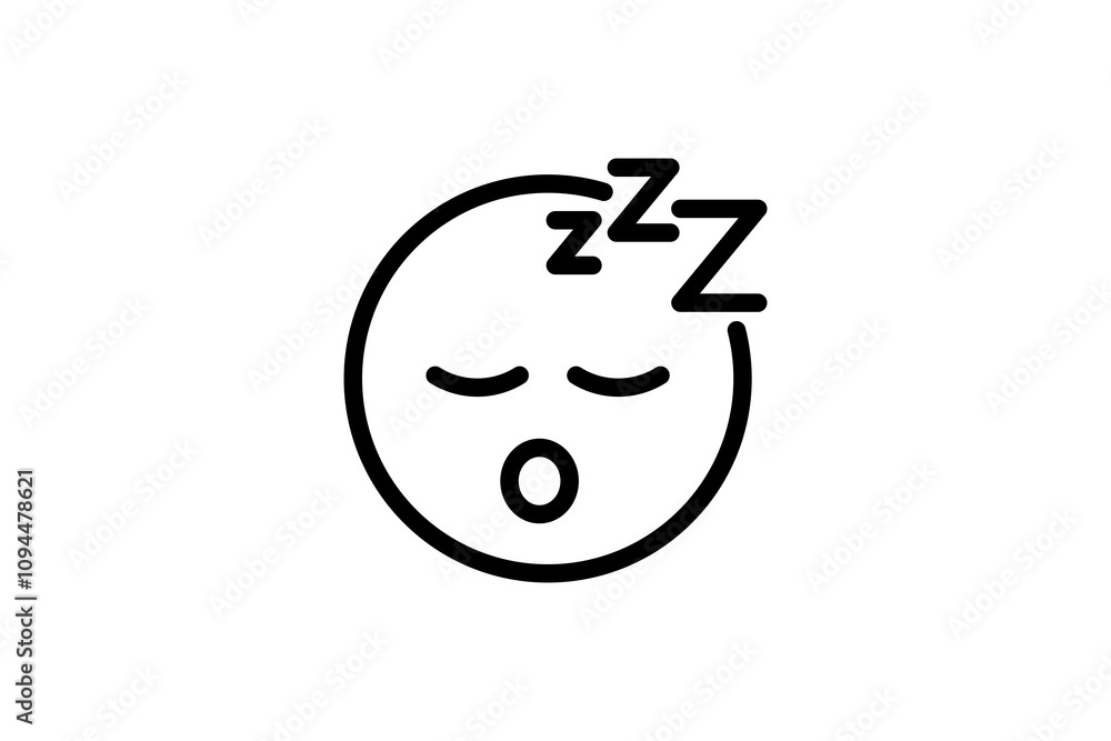 Sleeping face emoji. Line art emoticon vector icon Sleeping face emoji. Line art emoticon vector icon