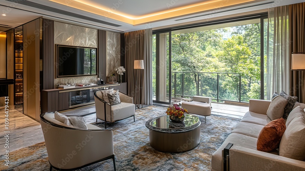 Modern Living Room with Panoramic Views Modern Living Room with Panoramic Views