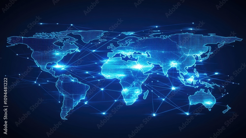 Fototapeta premium Global Network Map with Digital Connections