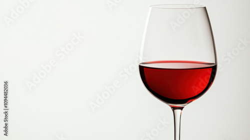 Elegant red wine glass simple sophisticated drink alcohol beverage glassware crystal stemware red wine wine liquid celebration romantic luxury refreshment red glass transparent studio background