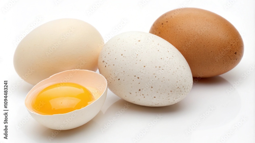 Eggs isolated on white background. Macro food photography. Eggs isolated on white background. Macro food photography.