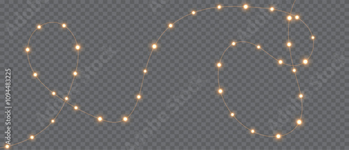 Vector Christmas lights on a transparent background. Christmas light PNG. Set of Christmas glowing garlands. For advertising invitations, web banners, postcards. Vector. Christmas decoration, LED lam