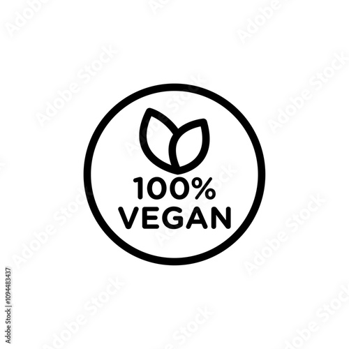 100 vegan icon Black and white outline vector