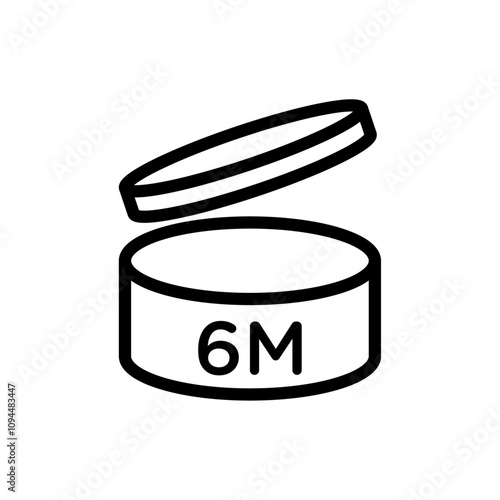 6 months PAO icon Black and white outline vector