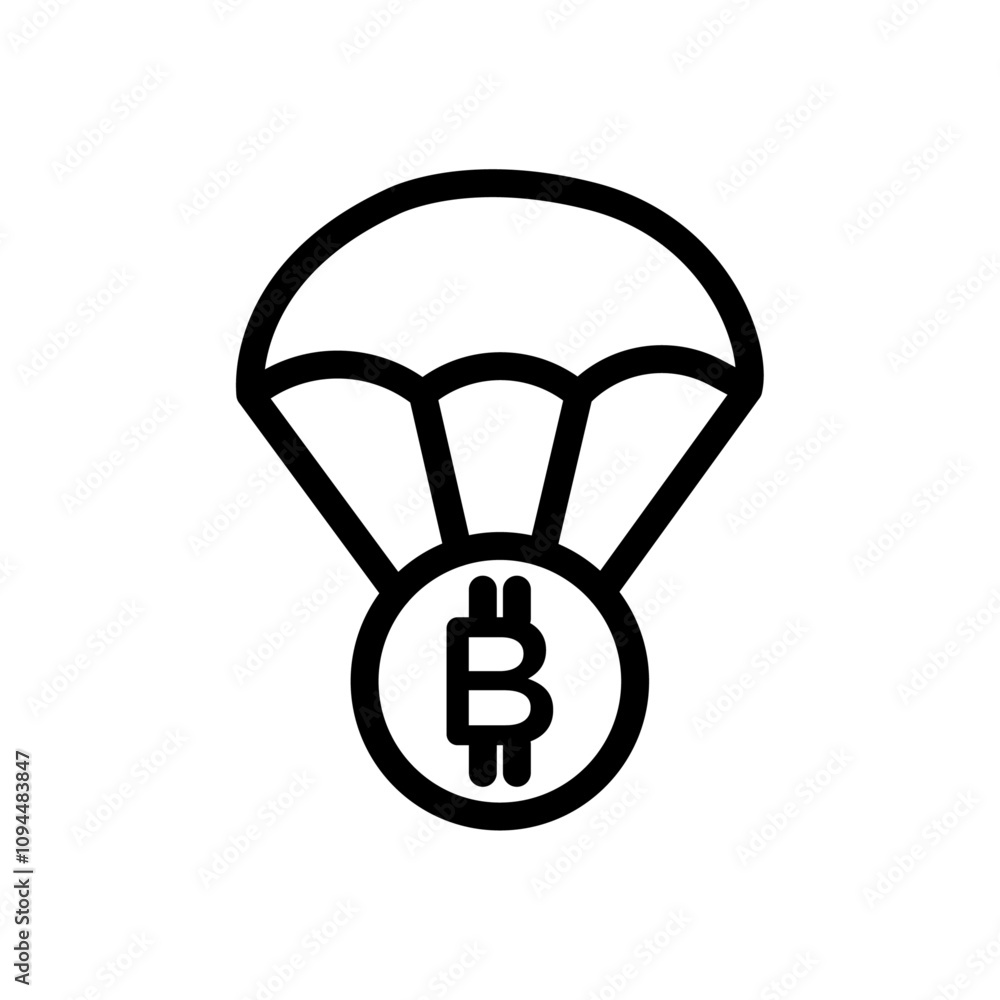 Bitcoin airdrop icon Black and white outline vector Bitcoin airdrop icon Black and white outline vector