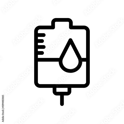 blood bag icon Black and white outline vector