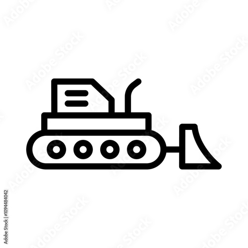 Bulldozer icon Black and white outline vector