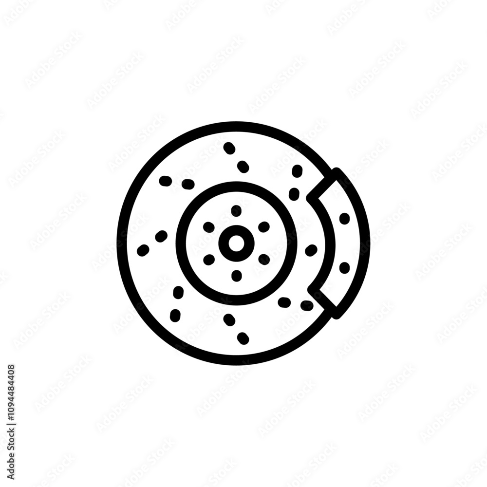 Car brake disk with caliper icon Black and white outline vector Car brake disk with caliper icon Black and white outline vector