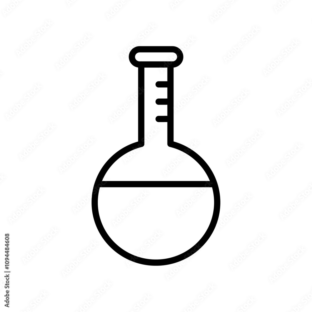 Chemical flask icon Black and white outline vector Chemical flask icon Black and white outline vector