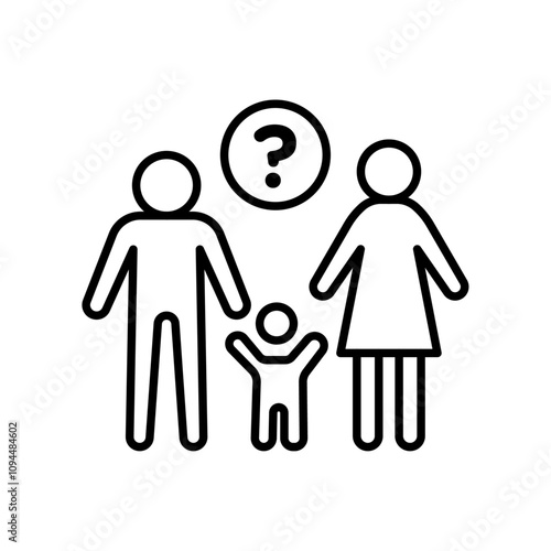 Child custody icon Black and white outline vector