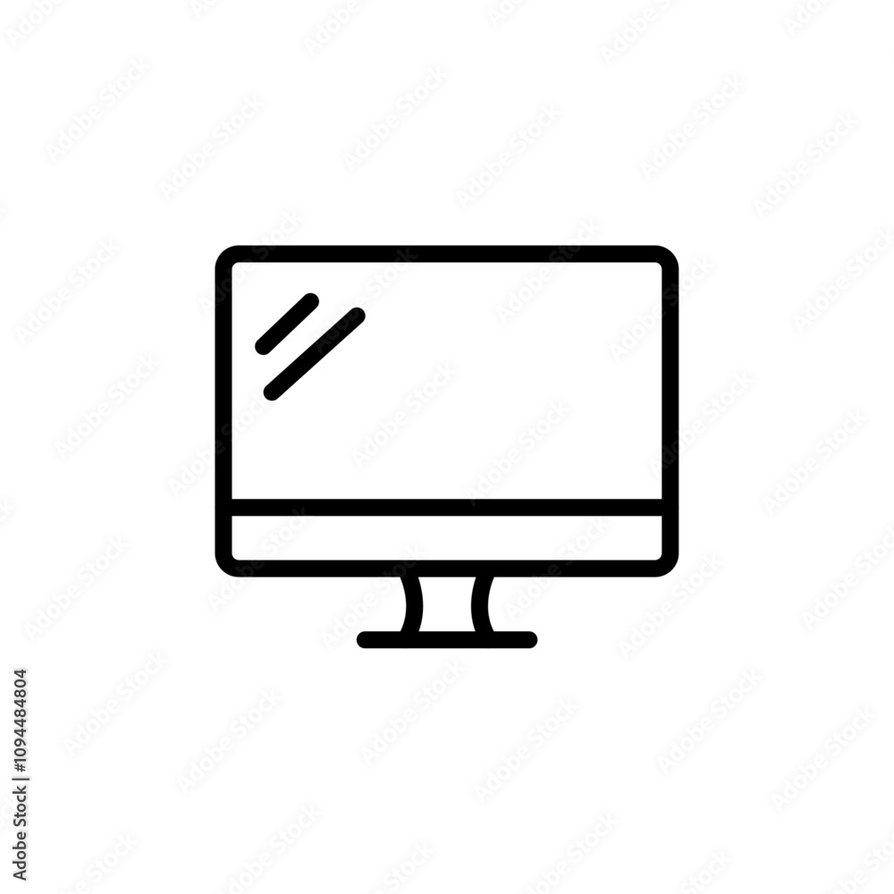 Computer monitor icon Black and white outline vector Computer monitor icon Black and white outline vector