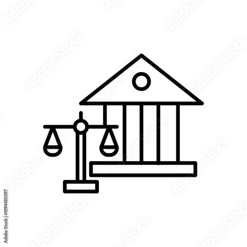 Court judgement icon Black and white outline vector