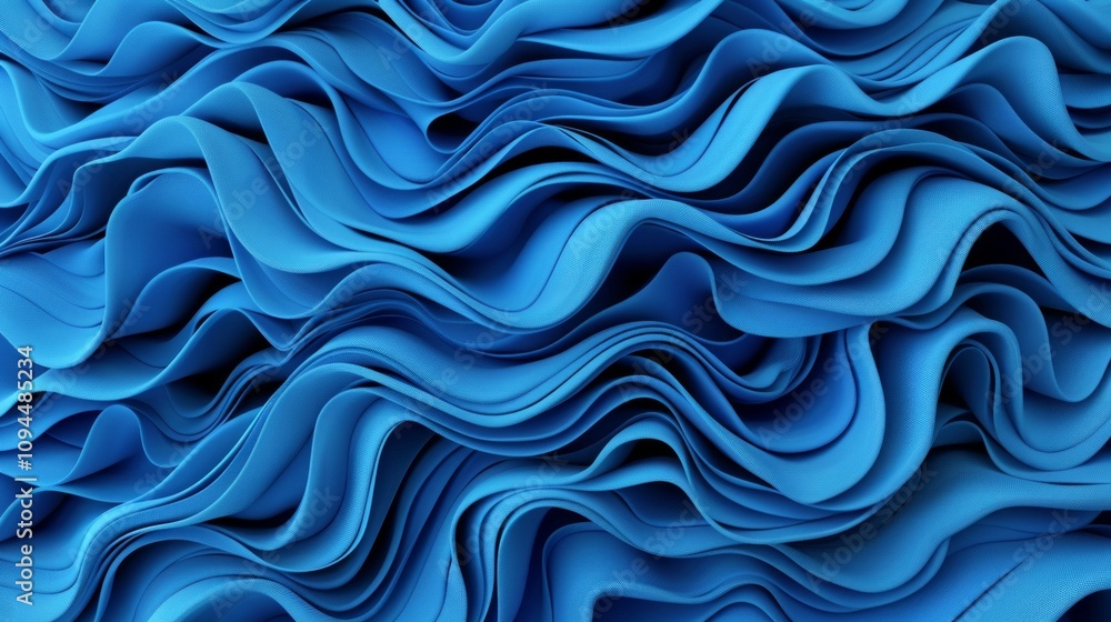 Fototapeta premium Abstract blue waves of textured material.