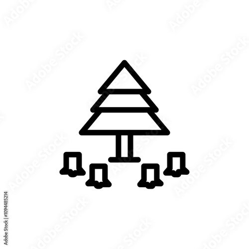 Destruction of forests icon Black and white outline vector