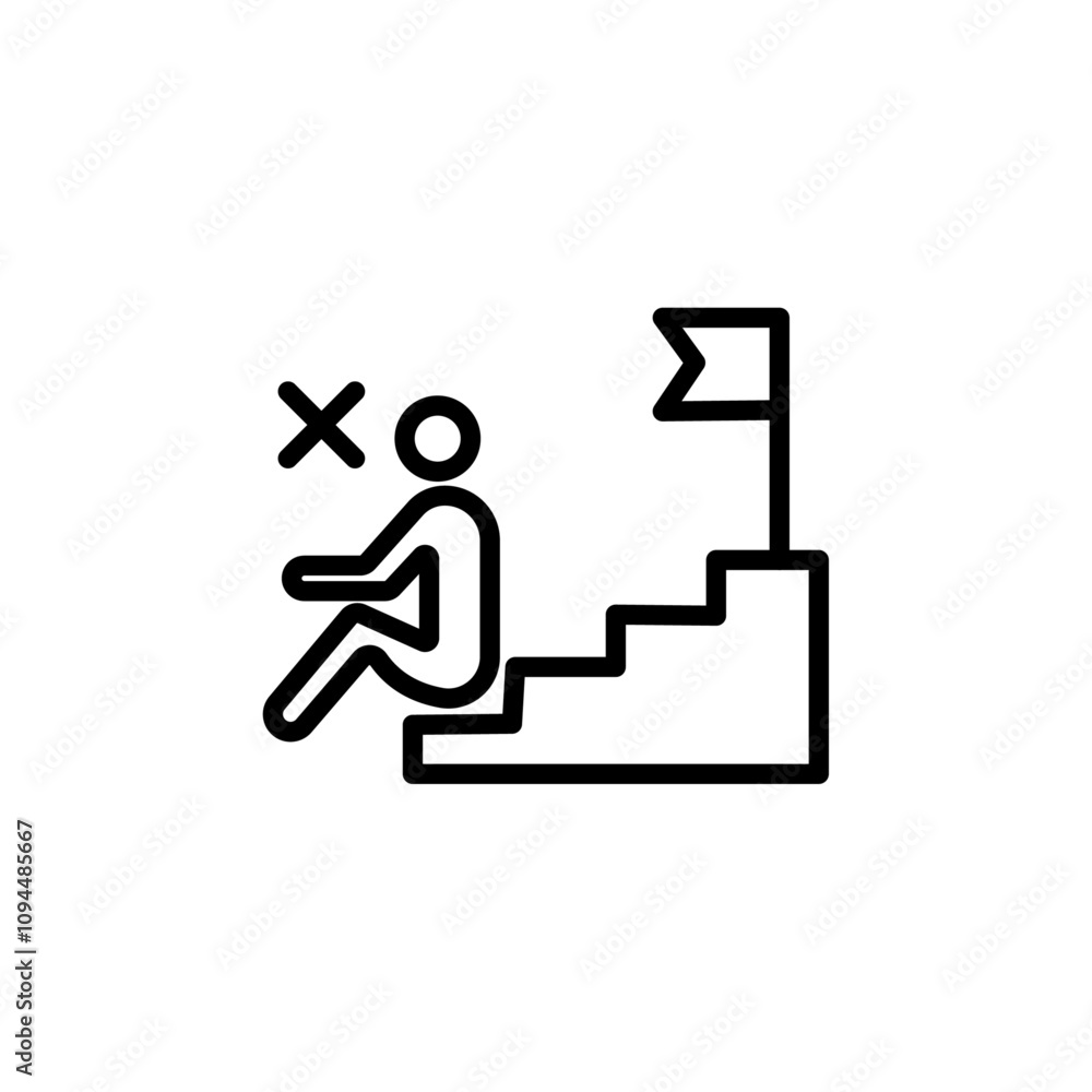 Fail or failure icon Black and white outline vector Fail or failure icon Black and white outline vector