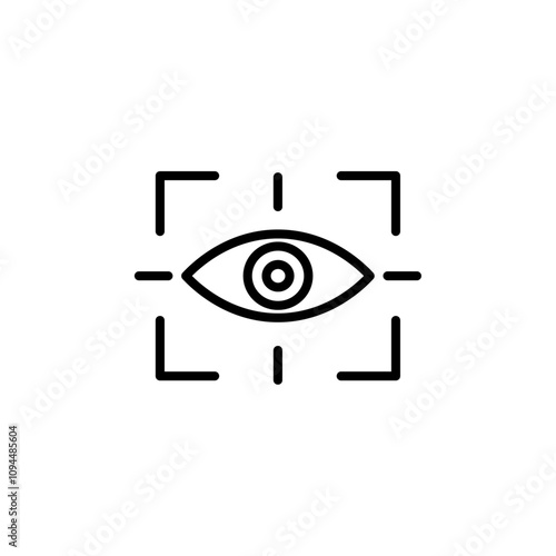 Eye scanner icon Black and white outline vector
