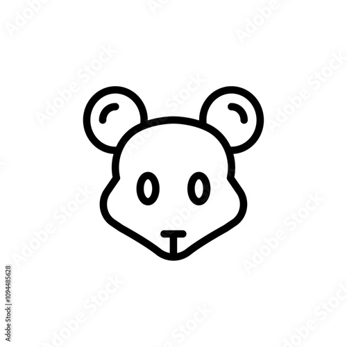 Face of mouse icon Black and white outline vector