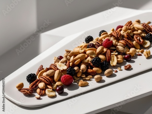 Assorted Nuts and Berries Healthy Snack Mix. photo