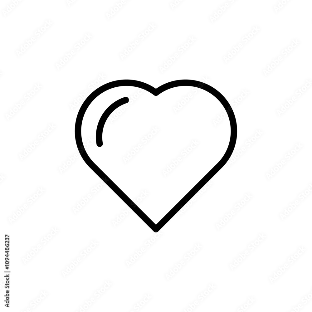 Heart icon Black and white outline vector Heart icon Black and white outline vector