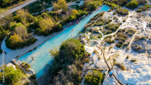 Terme di Bagno Vignoni, Tuscany, Italy, aerial Drone view.