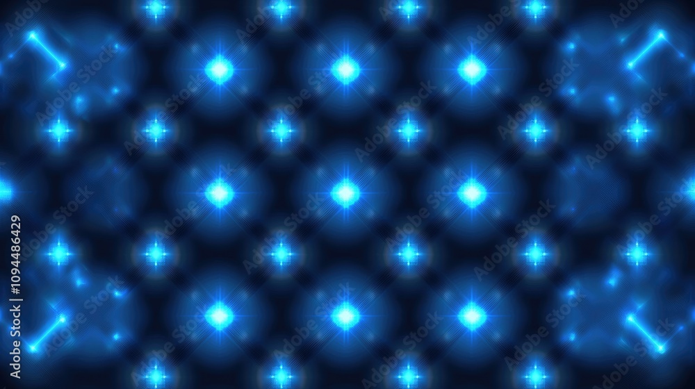 Glowing Blue Stars Pattern on Dark Background Glowing Blue Stars Pattern on Dark Background