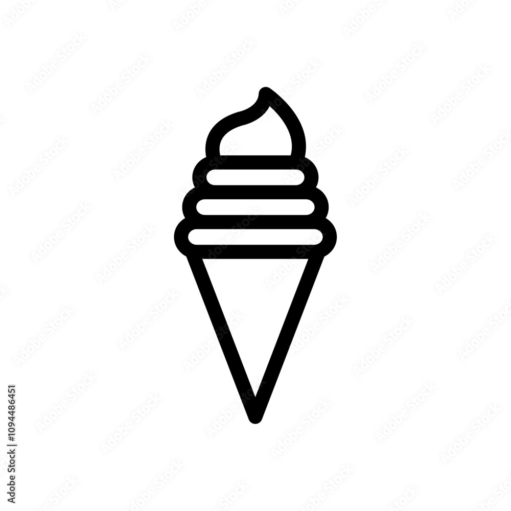 ice cream cone icon Black and white outline vector ice cream cone icon Black and white outline vector