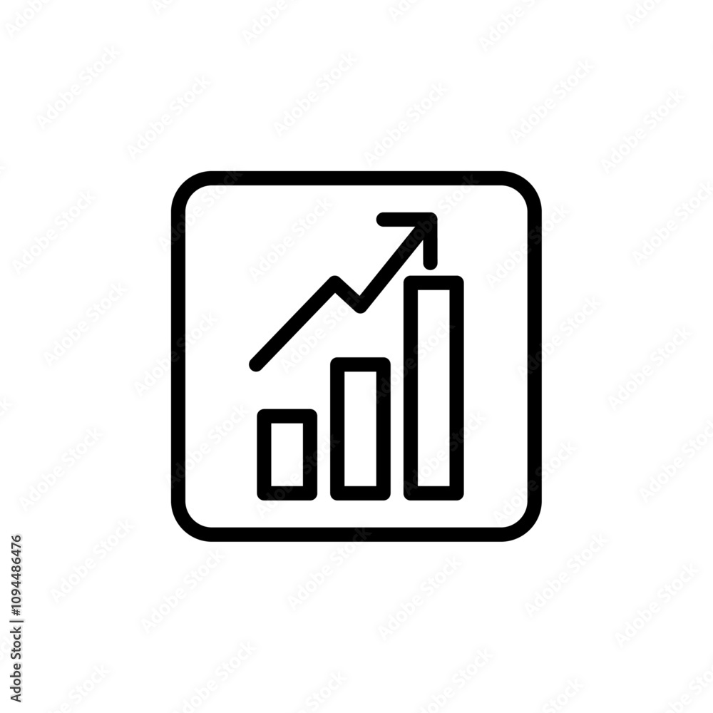 Increase chart icon Black and white outline vector Increase chart icon Black and white outline vector