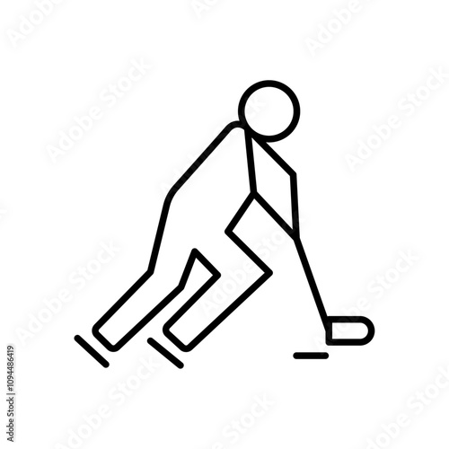 Hockey player icon Black and white outline vector