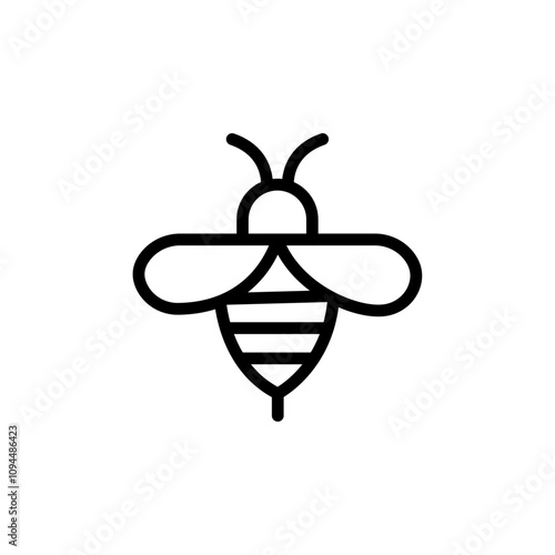 honey Bee icon Black and white outline vector