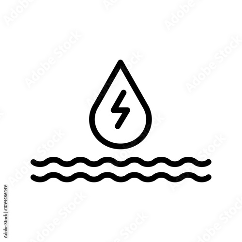 Hydroelectric energy icon Black and white outline vector