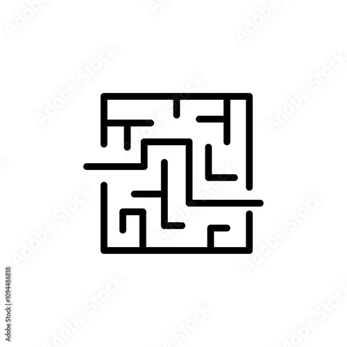 Labyrinth icon Black and white outline vector