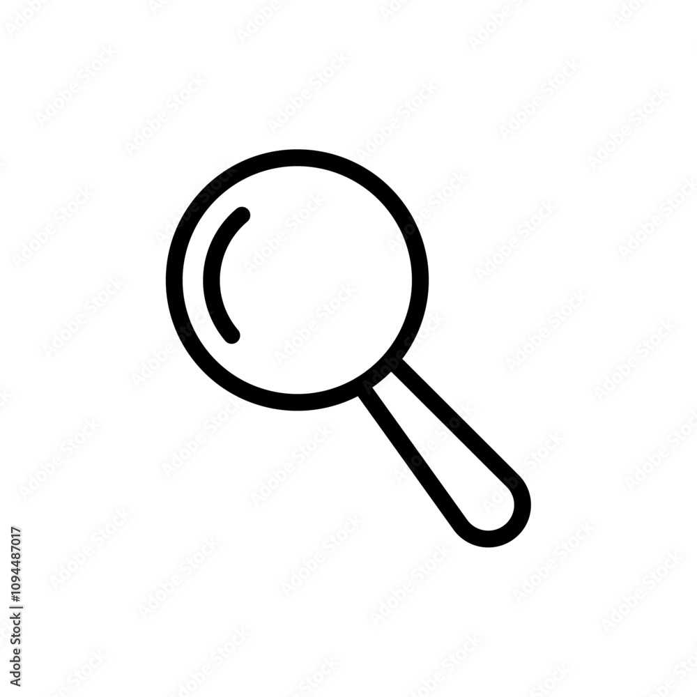 Magnifying glass icon Black and white outline vector Magnifying glass icon Black and white outline vector