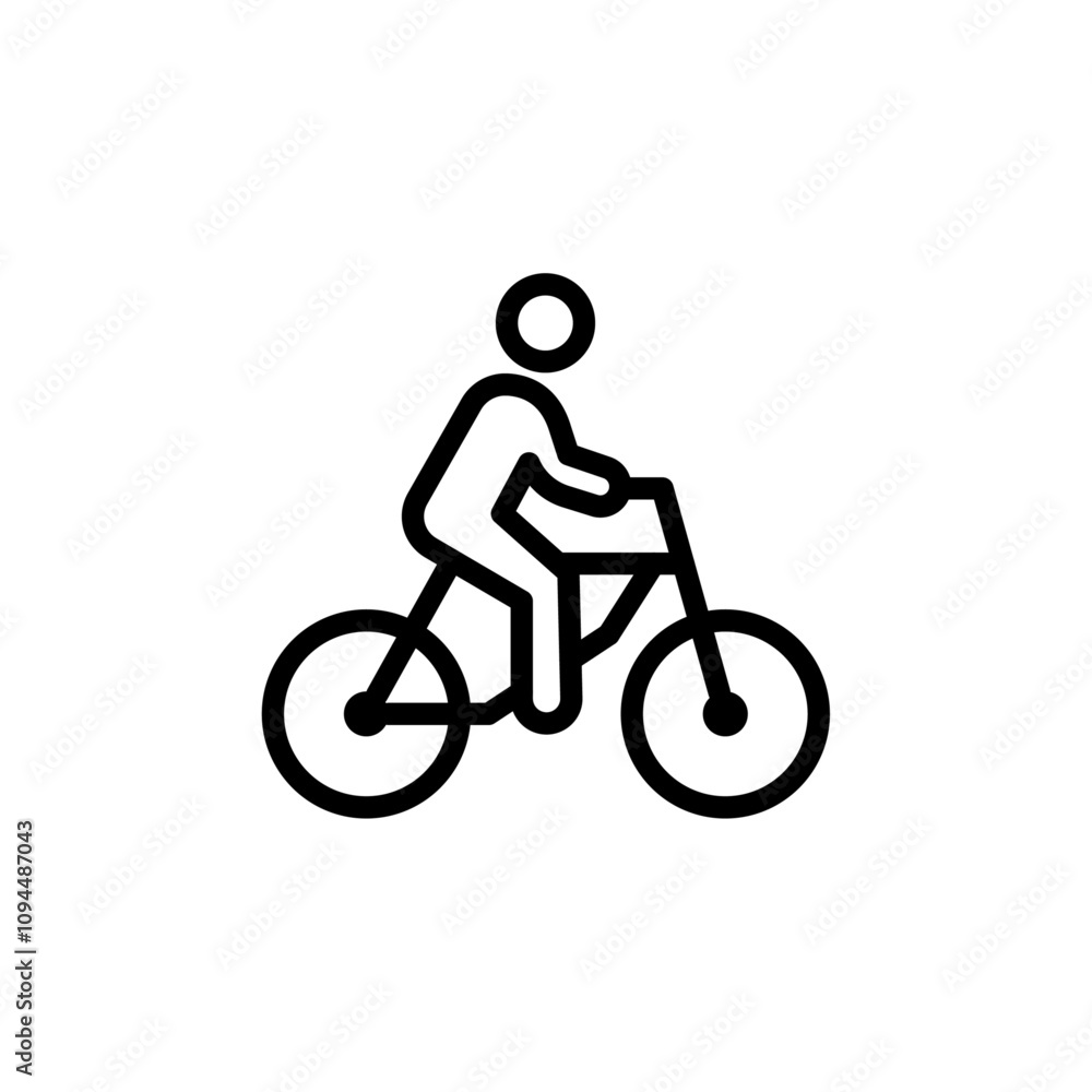 Fototapeta premium Man on bicycle icon Black and white outline vector