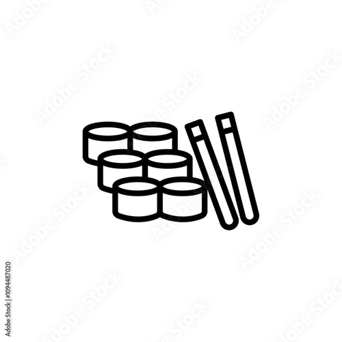 Maki sushi roll icon Black and white outline vector