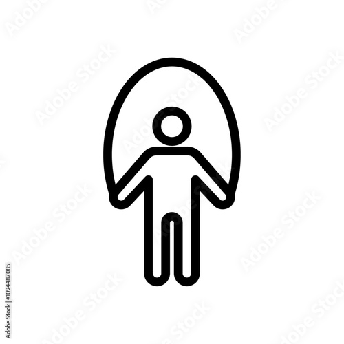 Man jumping with skipping rope icon Black and white outline vector